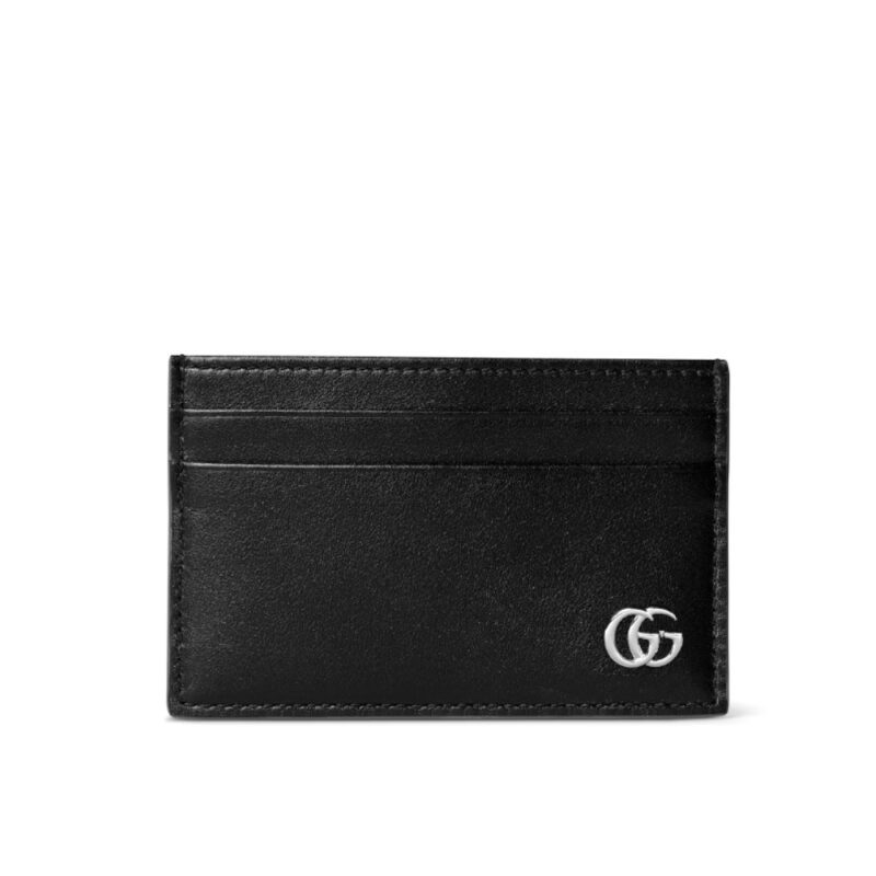GUCCI GG MARMONT CARD CASE SILVER METAL BLACK 11CM ‎835049 AAE07 1000