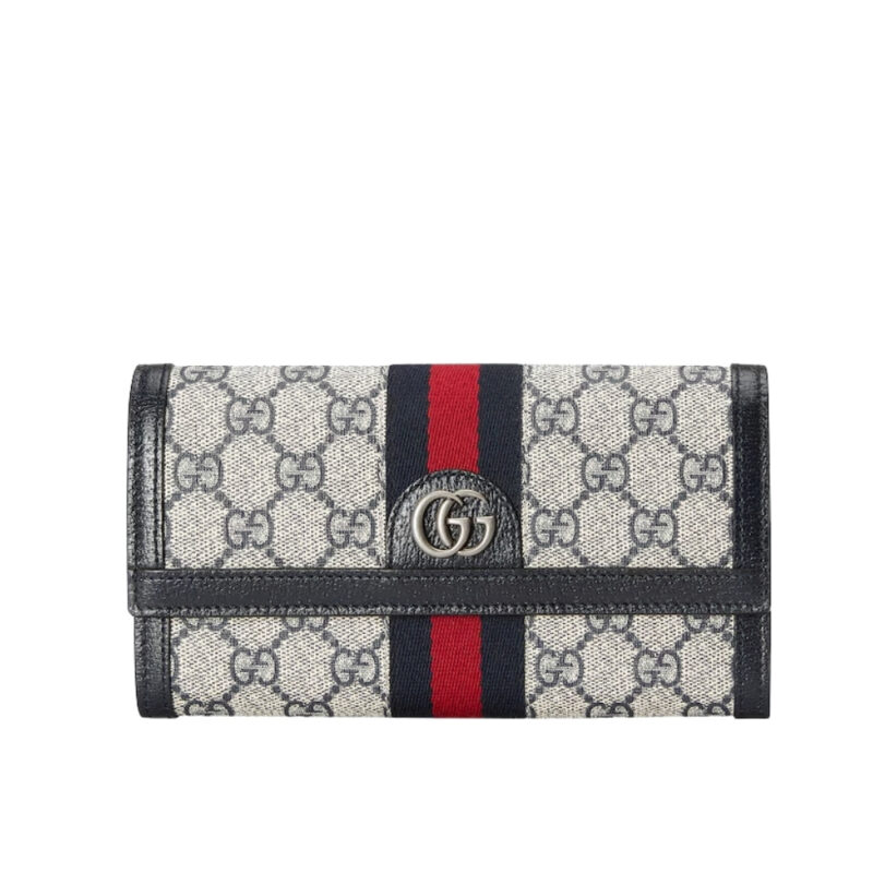 GUCCI OPHIDIA CONTINENTAL WALLET BLACK GG SUPREME 19CM 523153 96IWN 4076