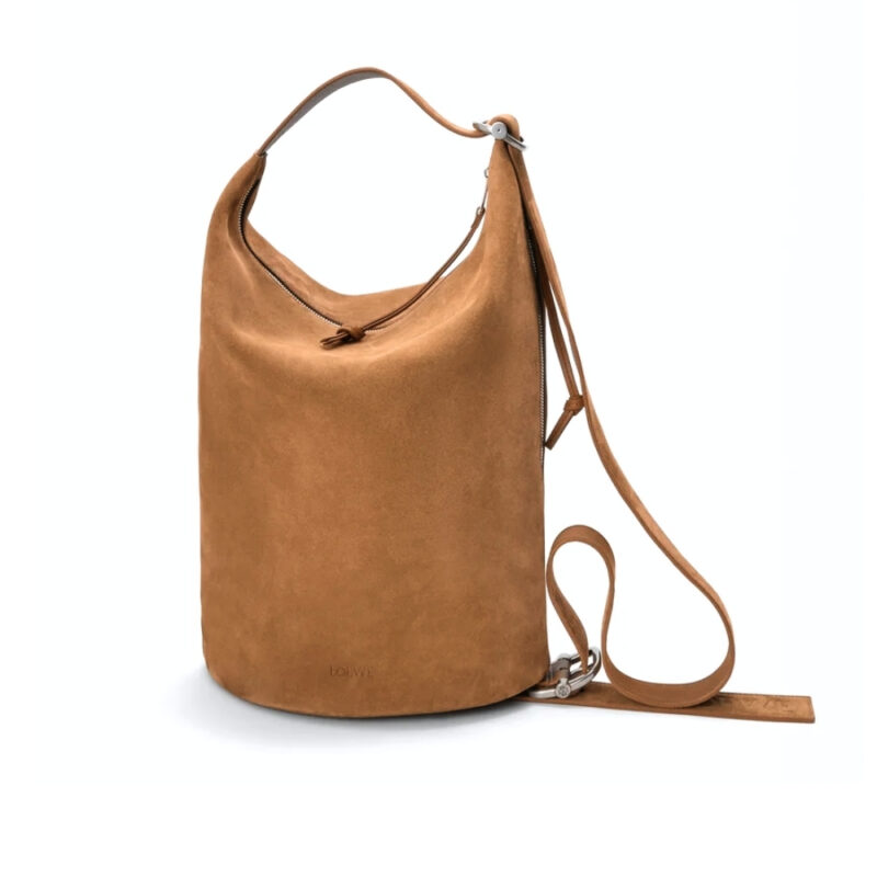 LOEWE LOOP BUCKET IN SUEDE TOBACCO 35CM BB22LBMX02 3250