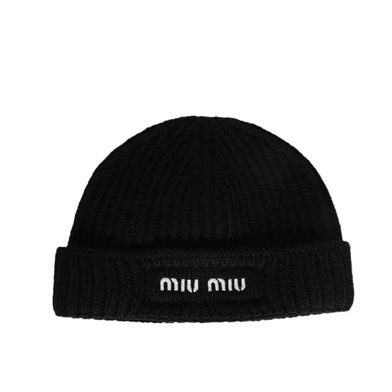 MIUMIU WOOL BEANIE BLACK 5HC375 2CSF F0967