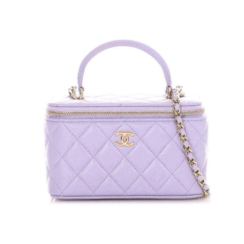 CHANEL MATELASSE VANITY PURPLE GOLD HARDWARE 18CM