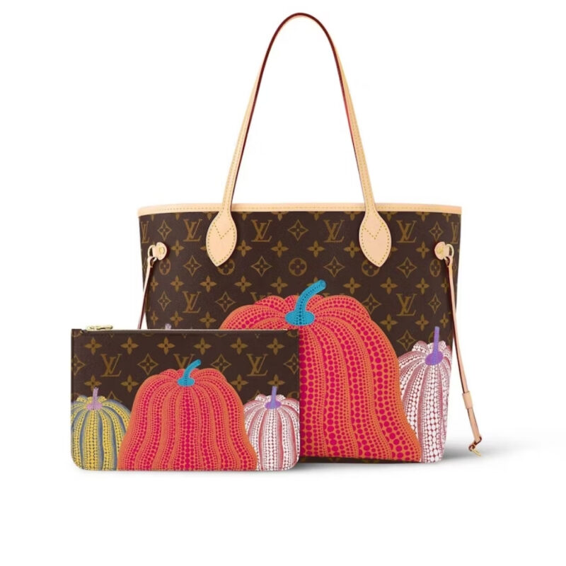 LOUIS VUITTON X YAYOI KUSAMA NEVERFULL MM MONOGRAM PUMPKIN DOTS RED 31CM M46468