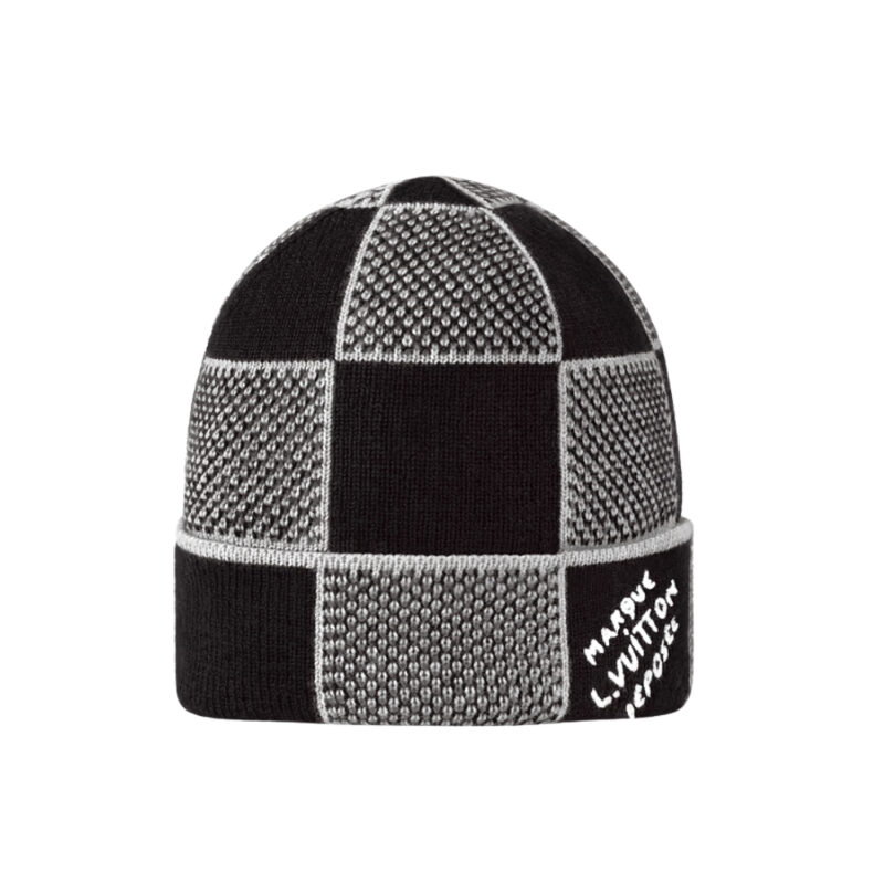 LOUIS VUITTON DAMIER HERITAGE BEANIE BLACK AND WHITE M90842
