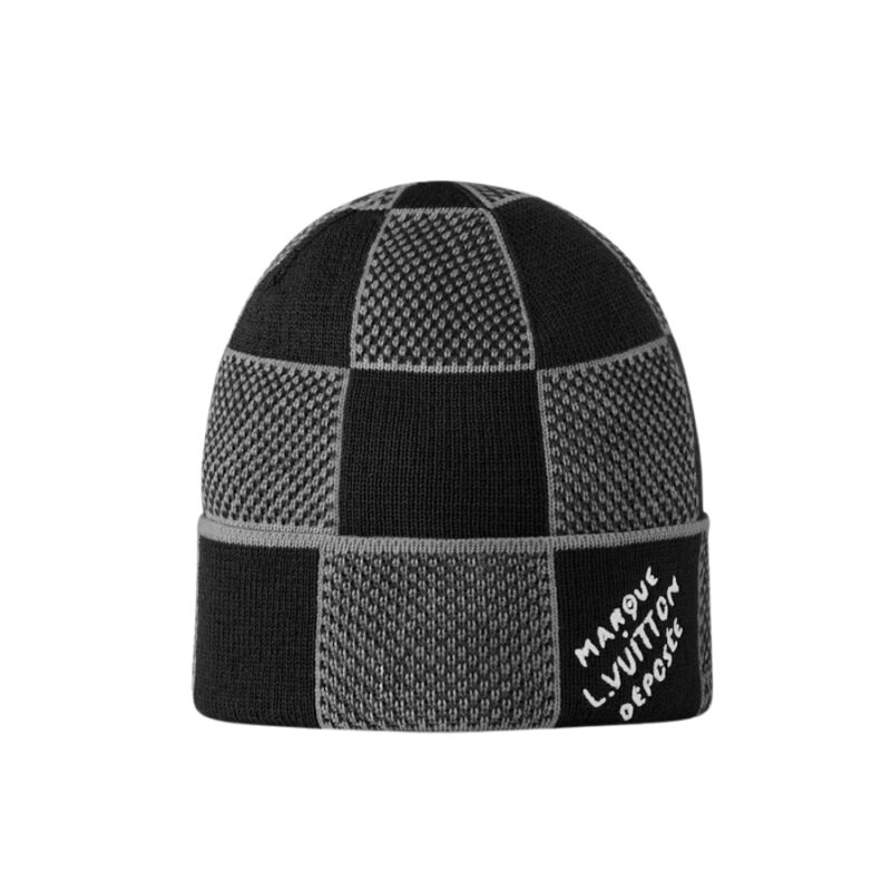 LOUIS VUITTON DAMIER HERITAGE BEANIE BLACK AND GREY M92737