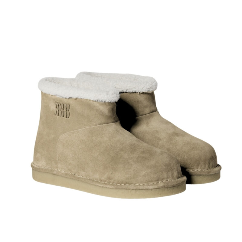 MIUMIU SUEDE AND SHEARLING BOOTIES DESERT BEIGE 5T515E Z0G F0F24 F ZF15