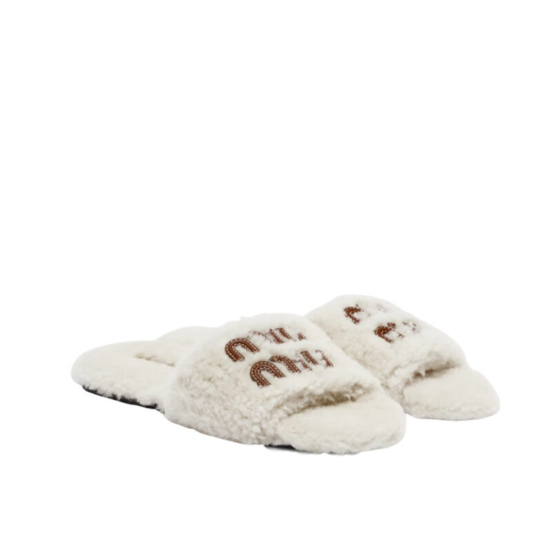 MIUMIU SHEARLING MULES NATURAL 5XX664 173 F0018 F 005