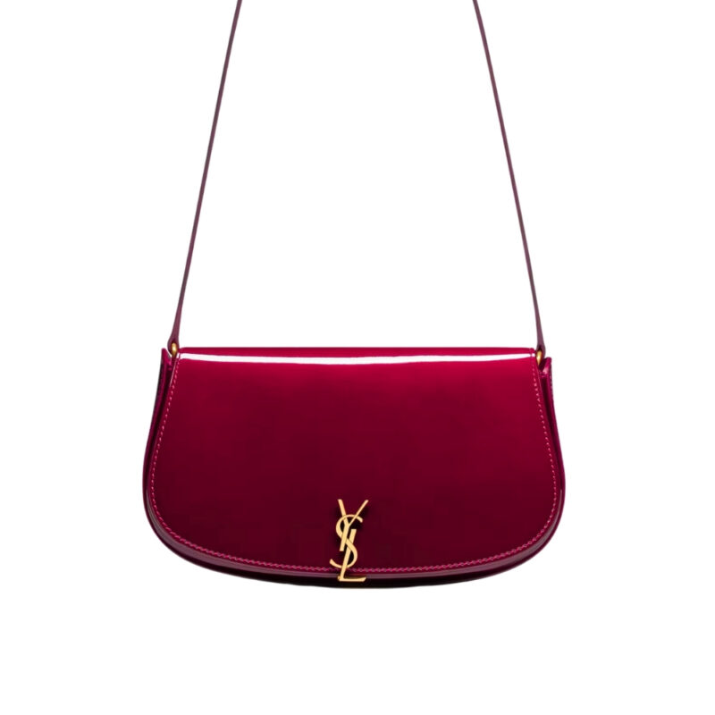 SAINT LAURENT MINI VOLTAIRE IN PATENT LEATHER GLOSS BURGUNDY 21CM 779642AAEX26290