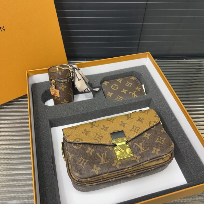 Alternative view of GIFT SET: LOUIS VUITTON POCHETTE MÉTIS BAG MONOGRAM REVERSE CANVAS WITH MINI KEYCHAIN & KNOW ZIPPY COIN
