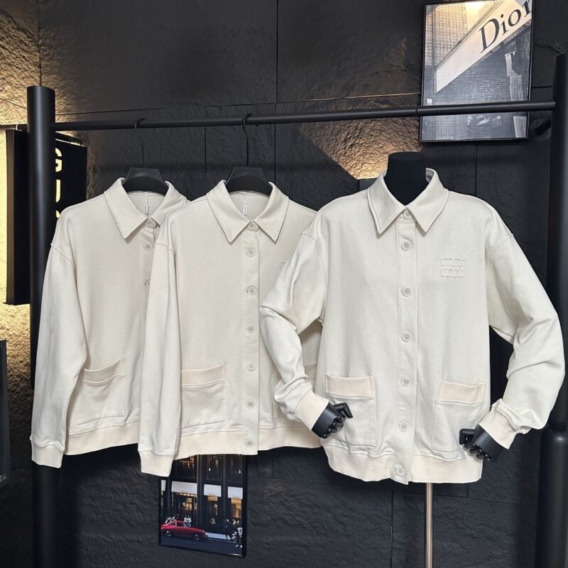 Alternative view of MIU MIU GARMENT DYED COTTON FLEECE BLOUSON JACKET CREAM MJL009 14RU F0K74 S OOO