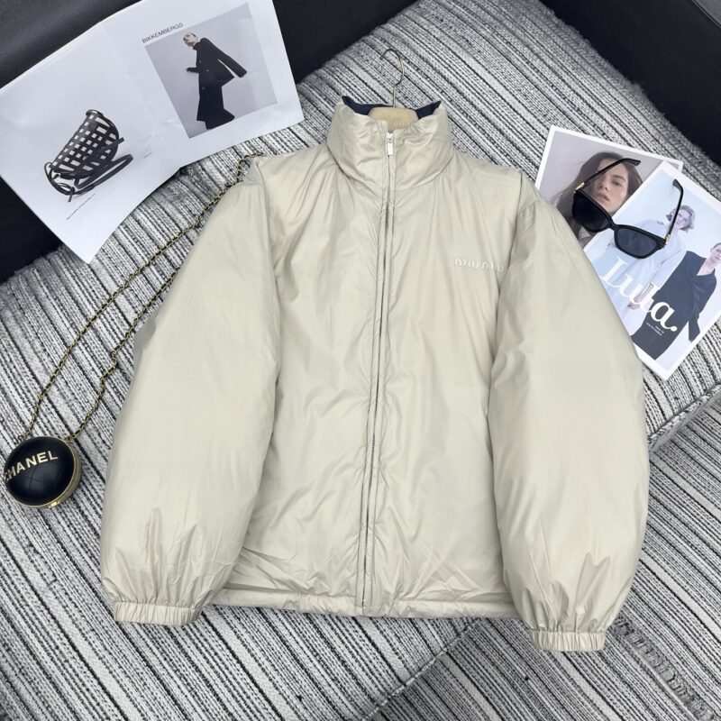 Alternative view of MIUMIU HIGH NECK REVERSIBLE PUFFER JACKET BEIGE