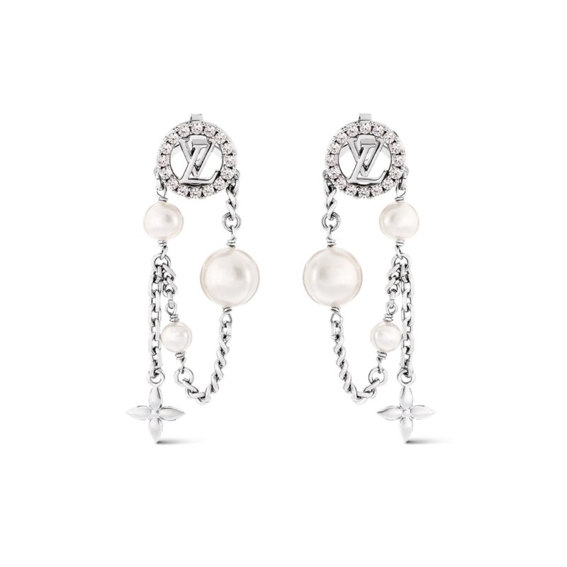 LOUIS VUITTON MIDNIGHT PEARL EARRINGS PALLADIUM M02888