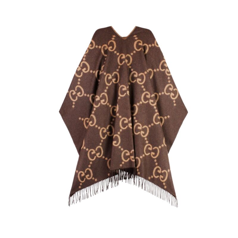 GUCCI CASHMERE PONCHO BROWN 120CM