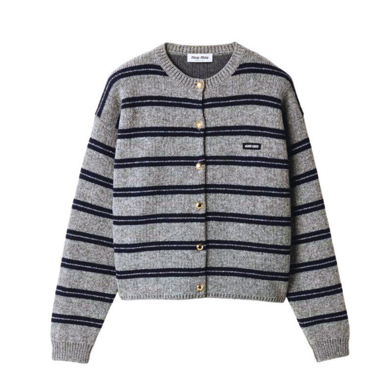 MIUMIU SHETLAND KNIT CARDIGAN GREY MMF899 15NQ F0MZQ S OOO