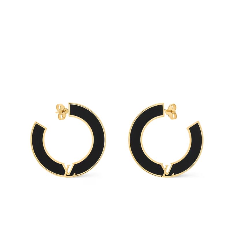 LOUIS VUITTON LV INITIALES EARRINGS BLACK M03026