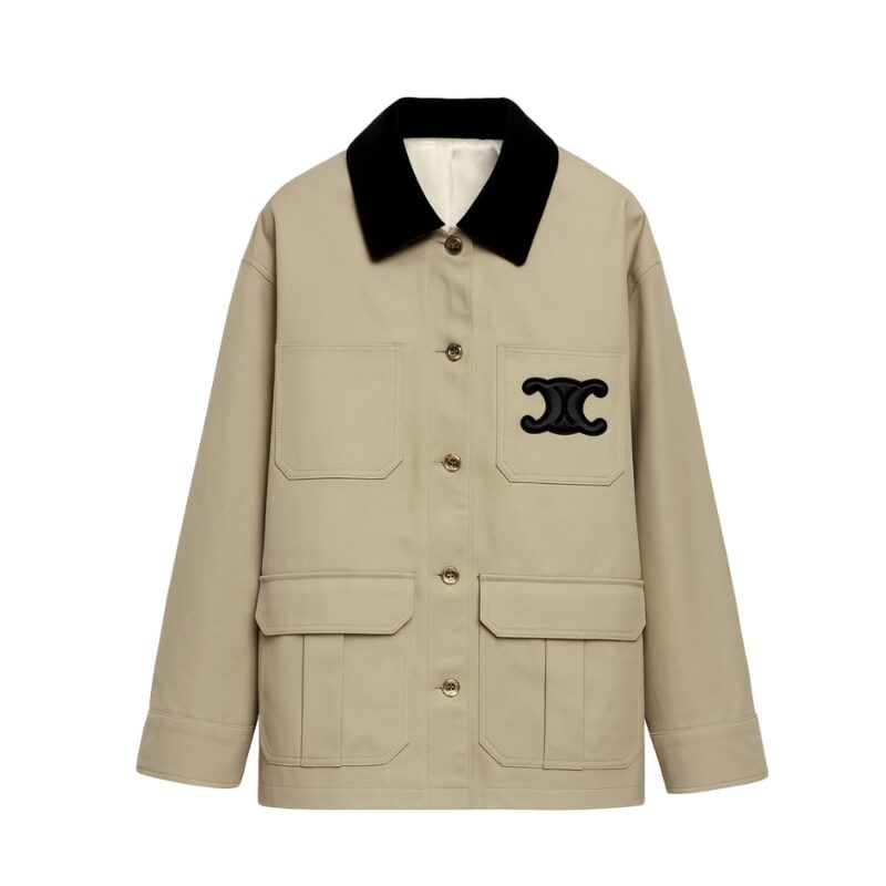 CELINE CORDUROY LAPEL JACKET BEIGE