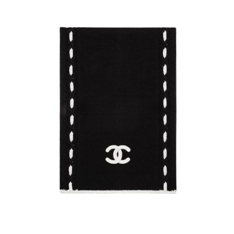 CHANEL CC LOGO CASHMERE SCARF BLACK 180CM