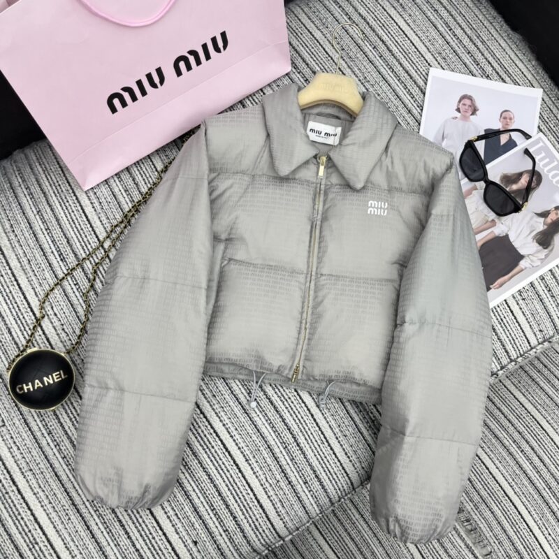 Alternative view of MIUMIU LOGO JACQUARD PUFFER JACKET GRAY ML1083 OOO F0024