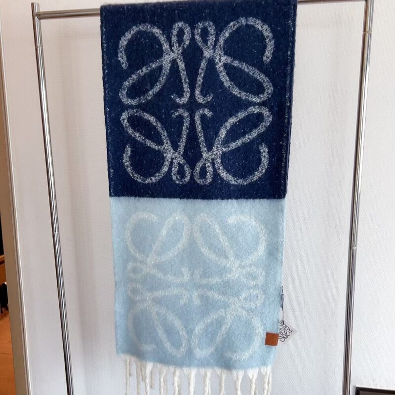 Alternative view of LOEWE ANAGRAM SCARF IN ALPACA AND WOOL LIGHT BLUE F811257X79