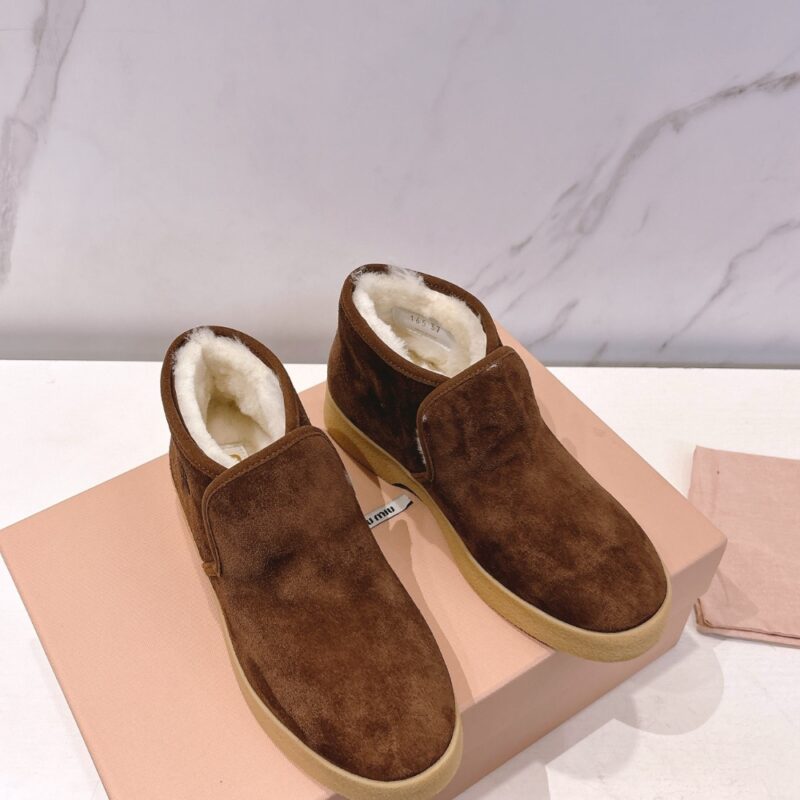 Alternative view of MIUMIU SUEDE AND SHEARLING SLIP ON BOOTIES COCOA BROWN 5T558E 054 F0324 F D020