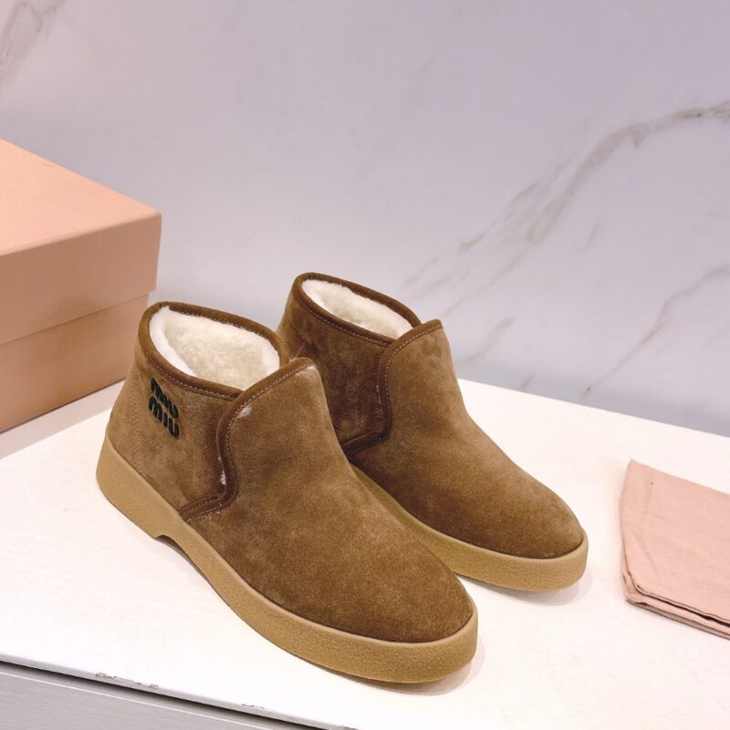Alternative view of MIUMIU SUEDE AND SHEARLING SLIP ON BOOTIES CINNAMON 5T558E 054 F0401 F D020