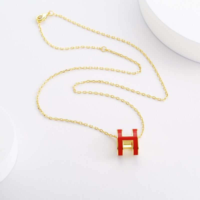 Alternative view of HERMES MINI POP H PENDANT RED AND GOLD H147992F 12