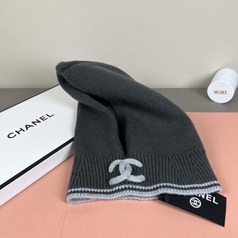 Alternative view of CHANEL CASHMERE BALACLAVA BLACK AND DARK GRAY AAB439 B22094 U4004