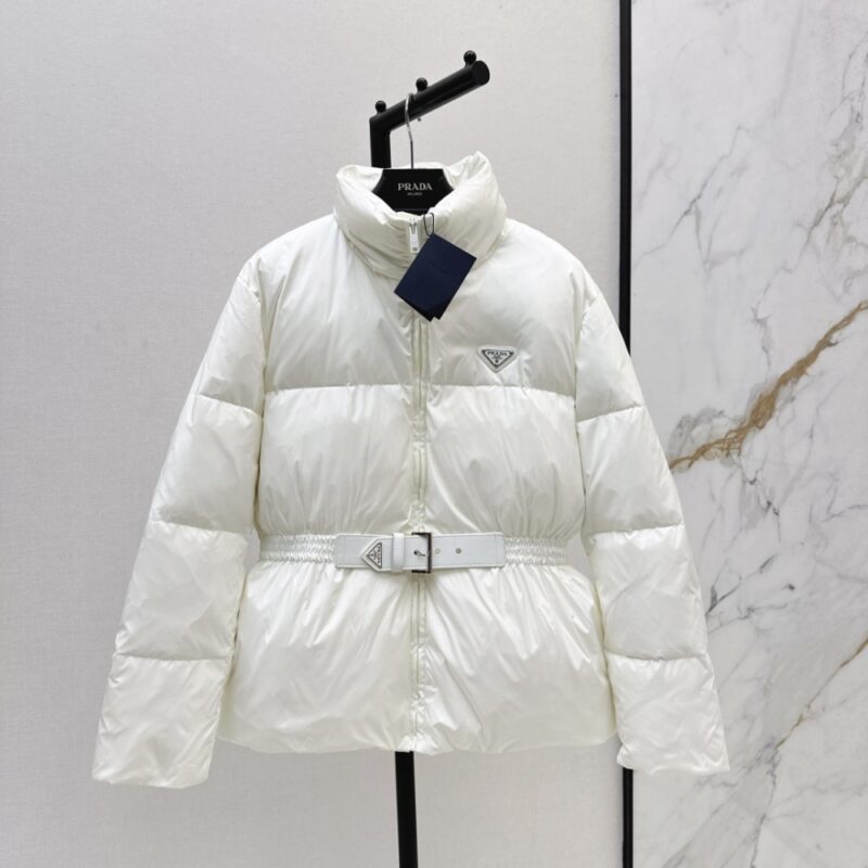 Alternative view of PRADA LODEN DOWN JACKET WHITE