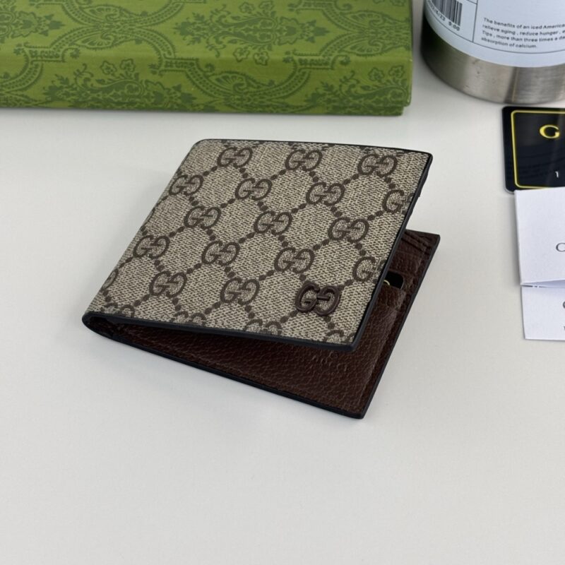 Alternative view of GUCCI BROWN INTERIOR GG BI FOLD WALLET BEIGE AND EBONY SUPREME 11CM 768243 FACQC 9774