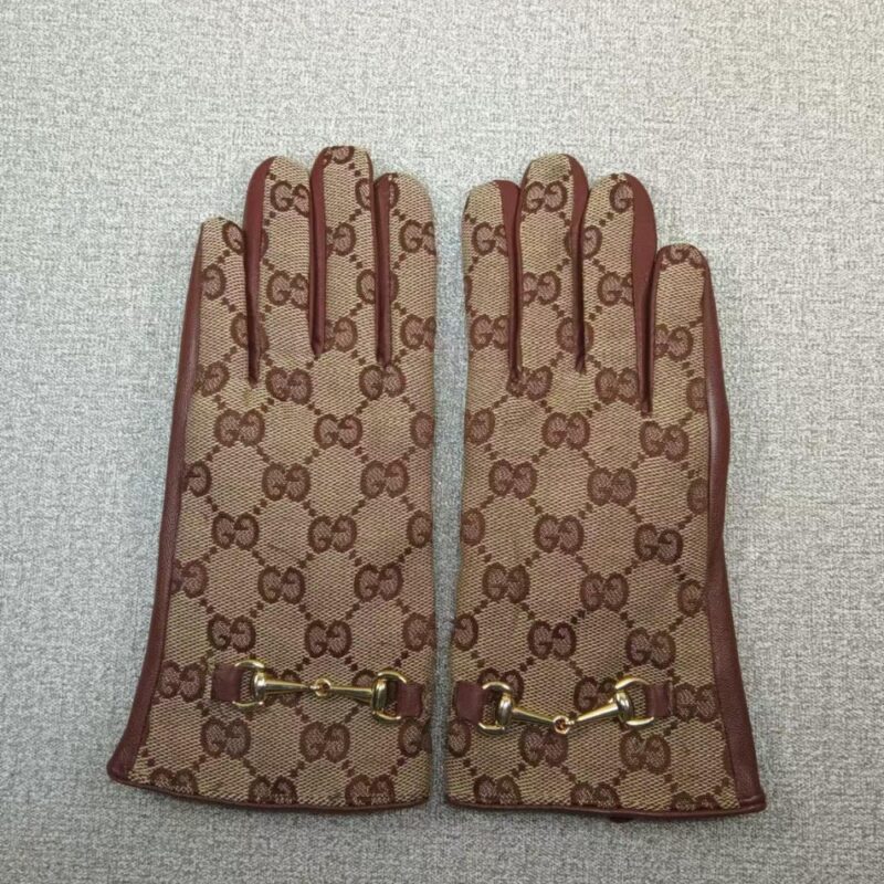 Alternative view of GUCCI HORSEBIT NAPPA LEATHER GLOVES MONOGRAM BEIGE BROWN