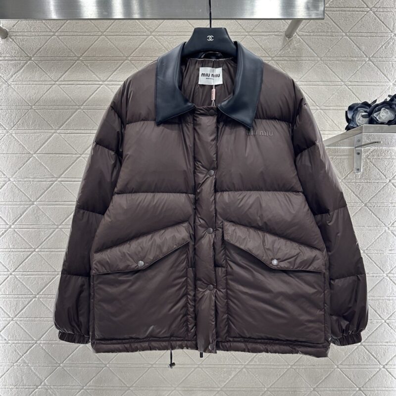 Alternative view of MIUMIU TECHNICAL PONGE CROPPED DOWN JACKET BROWN ML1107 15WX F0192 S OOO