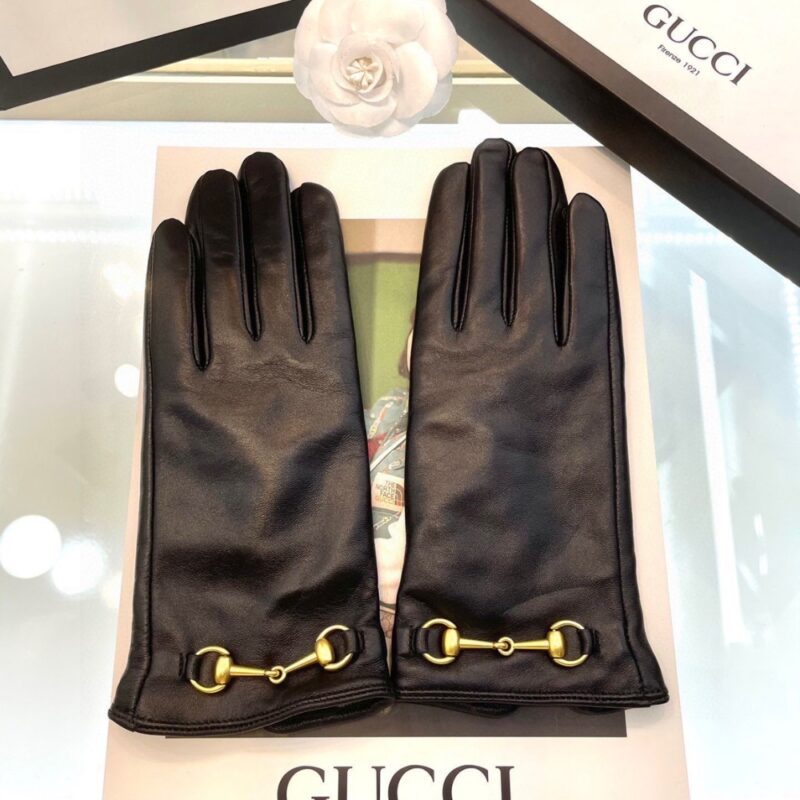Alternative view of GUCCI LEATHER GLOVES WITH HORSEBIT BLACK LEATHER 787389 3SAI6 1000