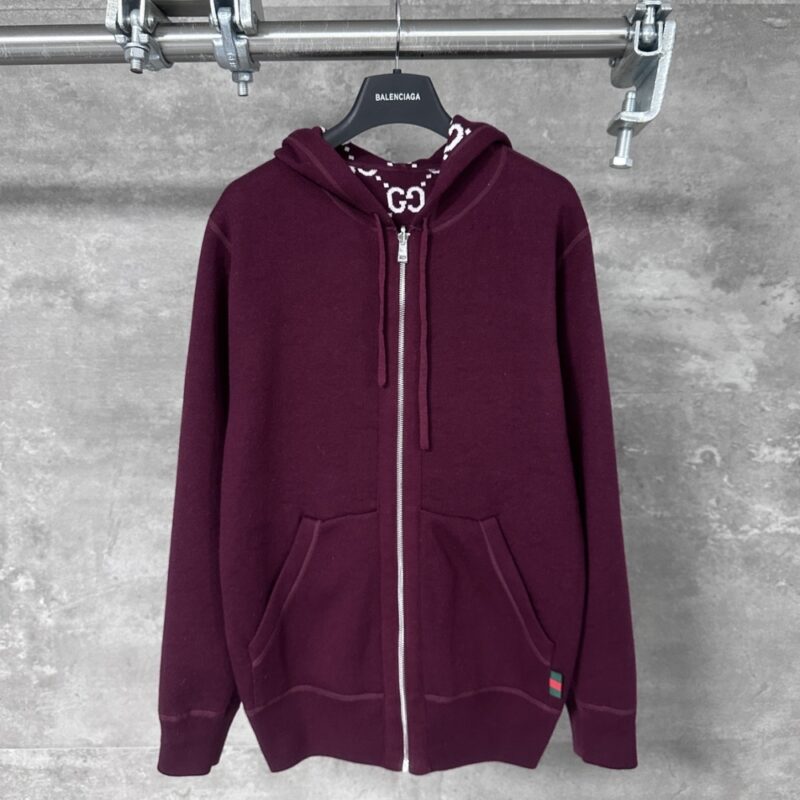Alternative view of GUCCI REVERSIBLE WOOL ZIP JACKET BURGUNDY 794935 XKD7E 6419