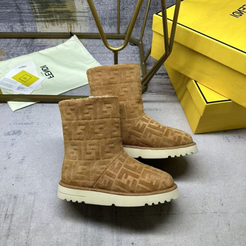 Alternative view of FENDI APRES CHIC BROWN FF CHAMOIS LOW BOOTS 8T8606ASA1F0C23