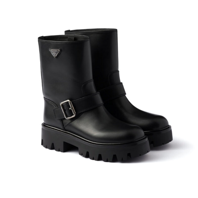 PRADA LEATHER BOOTIES BLACK 1U187O UZE F0002 F 050