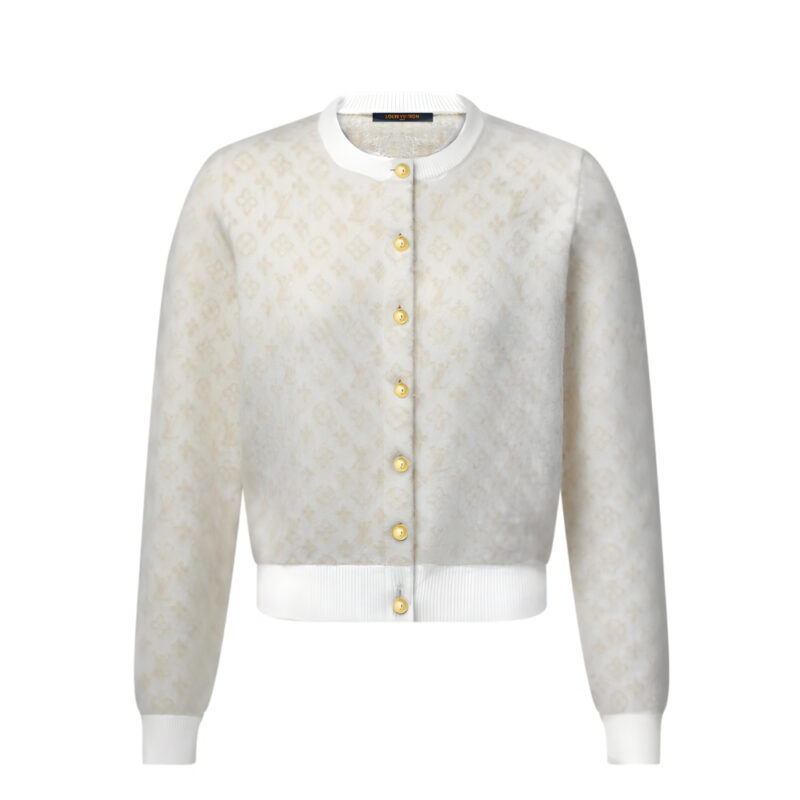 LOUIS VUITTON MONOGRAM BRUSHED KNIT CARDIGAN CHAMPAGNE 1AJFRU