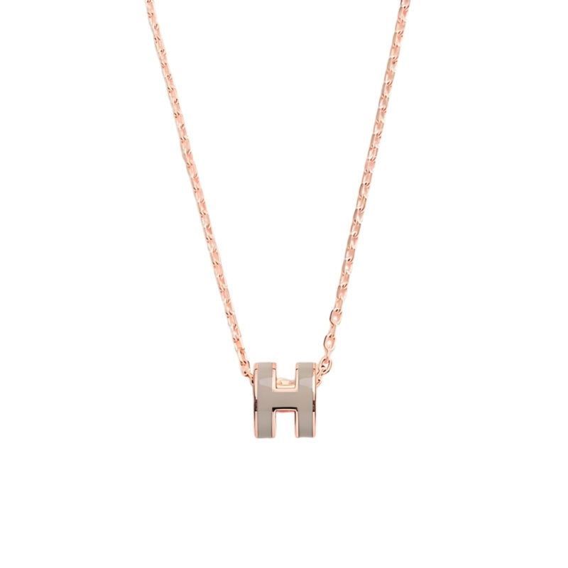 HERMES MINI POP H PENDANT GREY AND GOLD H147992FO55