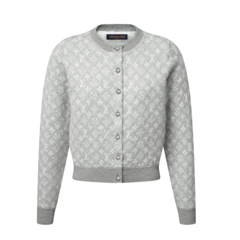 LOUIS VUITTON MONOGRAM BRUSHED KNIT CARDIGAN GREY 1AJFS4