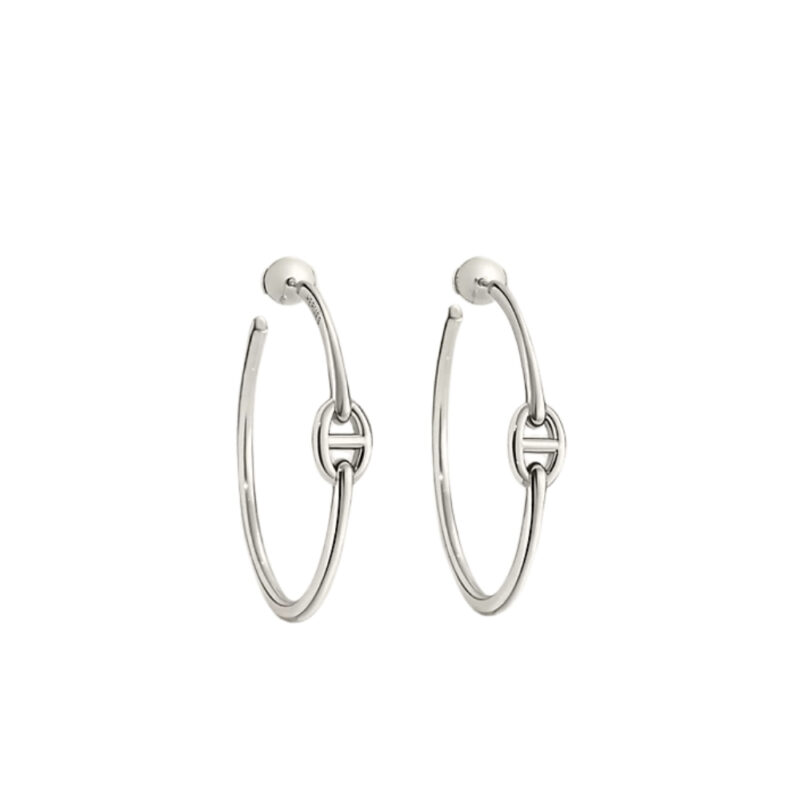 HERMES CHAINE D'ANCRE ENCHAINEE EARRINGS SILVER H109511B 00