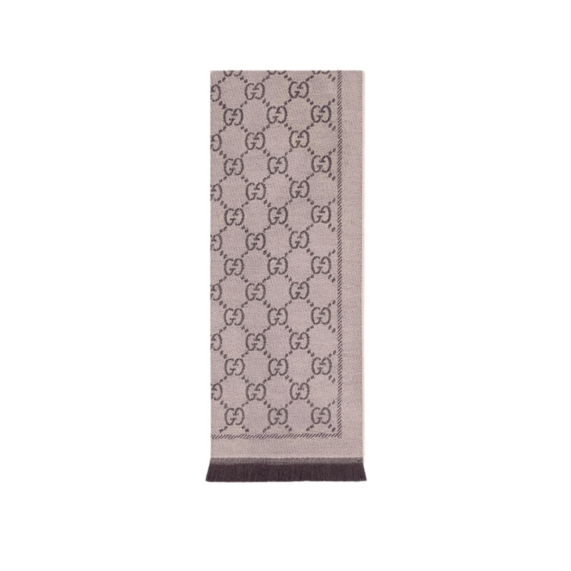 GUCCI GG WOOL SCARF BROWN 180CM ‎133483 3G200 2764