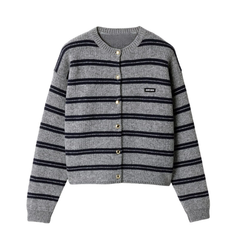 MIUMIU SHETLAND KNIT CARDIGAN GREY MMF899 15NQ F0MZQ S OOO