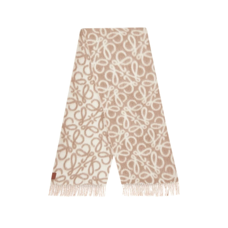 LOEWE ANAGRAM WOOL SCARF BEIGE
