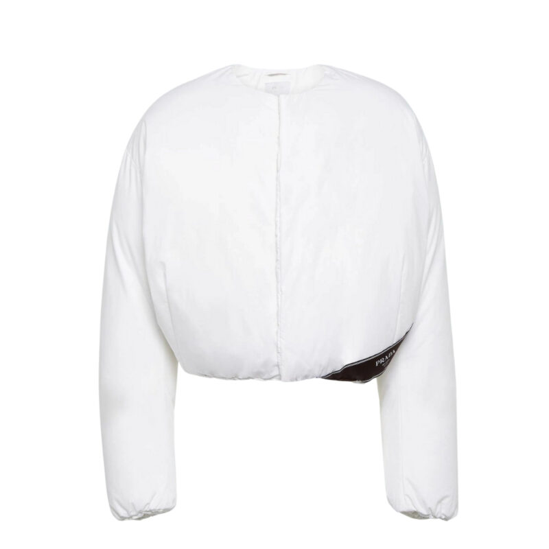 PRADA CROPPED COTTON DOWN JACKET WHITE 23AW SGC376