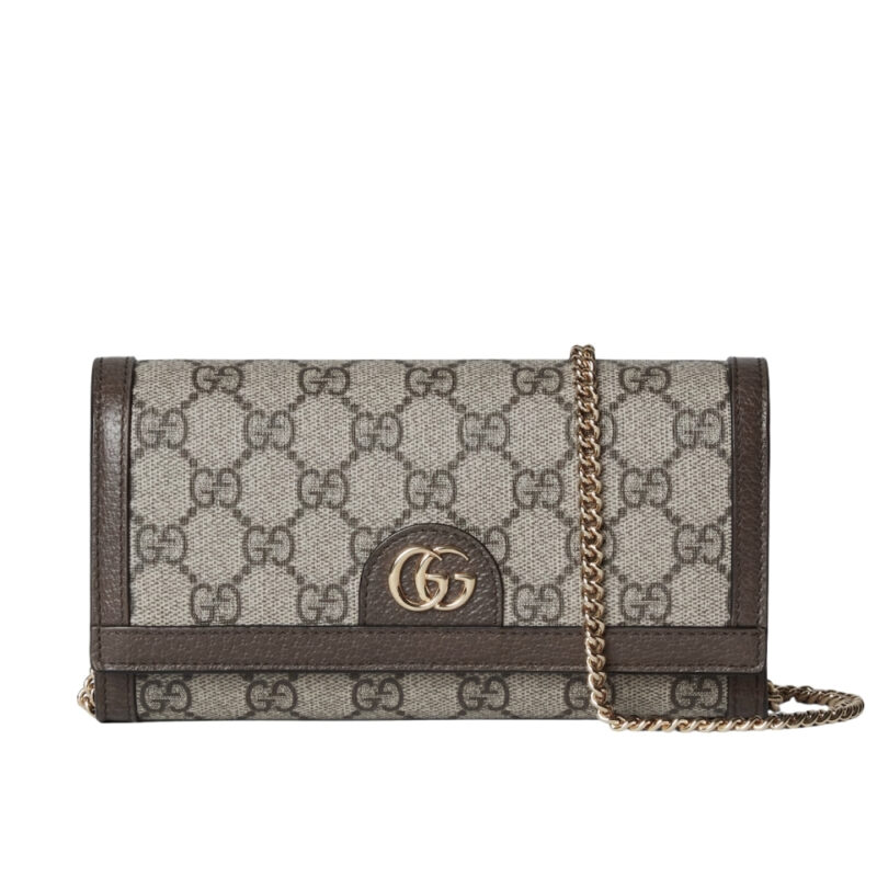 GUCCI OPHIDIA CHAIN WALLET BEIGE GG SUPREME CANVAS 19CM 772309K9GSG8367