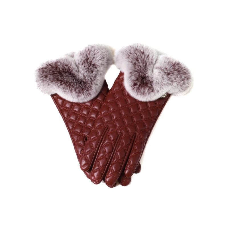 CHANEL RABBIT FUR TOUCH SCREEN GLOVES IN RED NAPPA LEATHER
