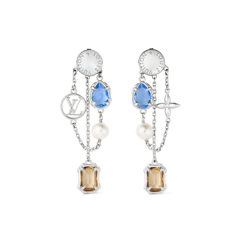 LOUIS VUITTON HEIRLOOM PENDANT EARRINGS SILVER M02889