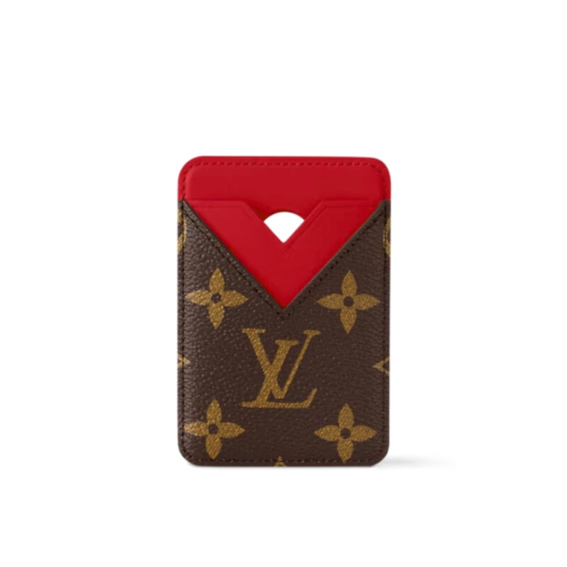 LOUIS VUITTON PORTE CARTES MAGNET MONOGRAM RED 9CM M12856