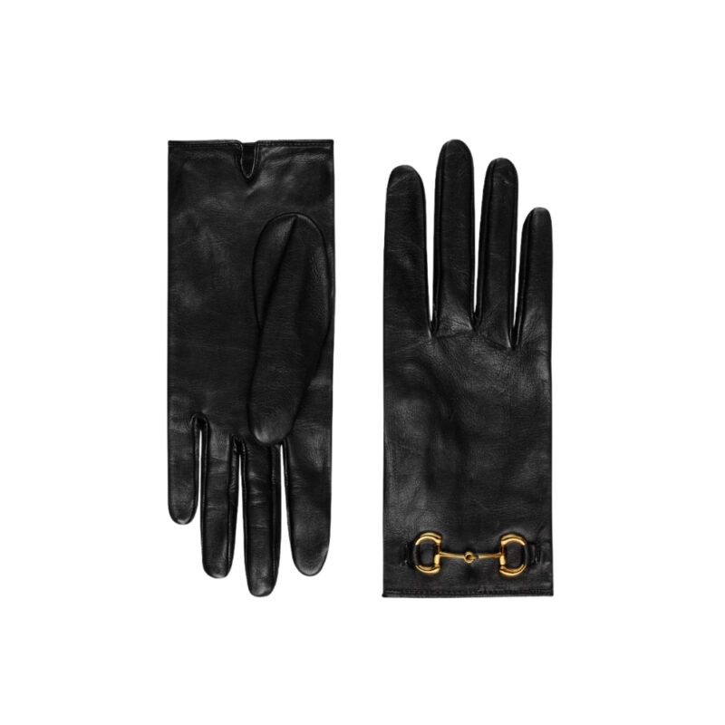 GUCCI LEATHER GLOVES WITH HORSEBIT BLACK LEATHER 787389 3SAI6 1000