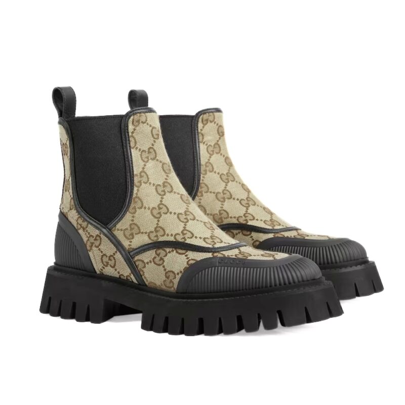 GUCCI GG CANVAS ANKLE BOOT BEIGE 751711 FABSQ 9751