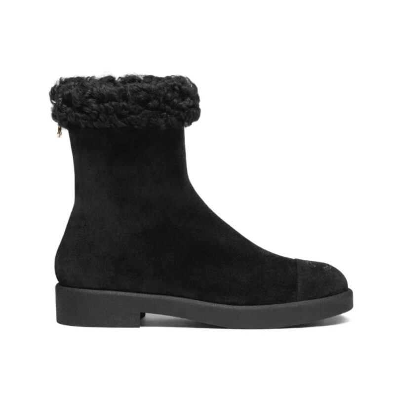 CHANEL SUEDE ANKLE BOOTS BLACK G45941 B17918 94035