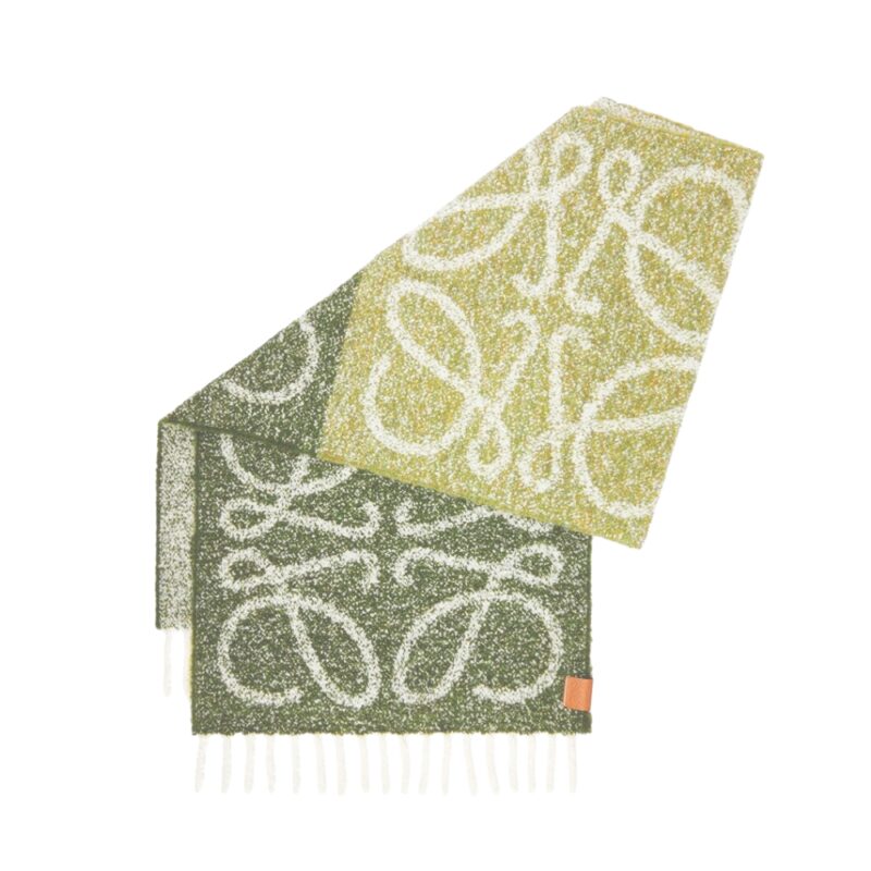 LOEWE ANAGRAM SCARF IN WOOL GREEN F811257X79 8425